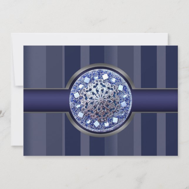 Navy Blue Stripes Party Invitation (Front)