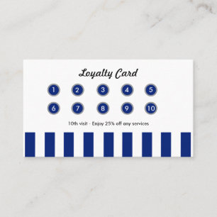 Navy Blue Stripes Retail Loyalty Card Boutique