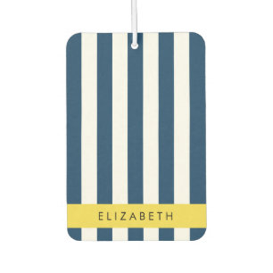 Navy Blue Stripes, Striped Pattern, Your Name Car Air Freshener