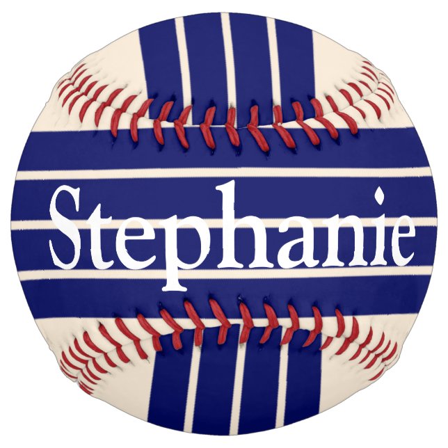 Navy Blue Stripes w/Antique White Background Softball (Front)