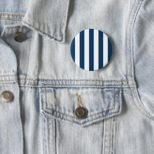 Navy Blue Stripes, White Stripes, Striped Pattern 6 Cm Round Badge