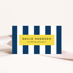 Navy Blue Stripes, White Stripes, Striped Pattern Business Card