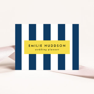 Navy Blue Stripes, White Stripes, Striped Pattern Business Card
