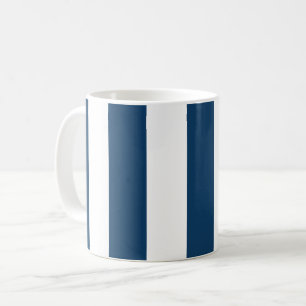 Navy Blue Stripes, White Stripes, Striped Pattern Coffee Mug