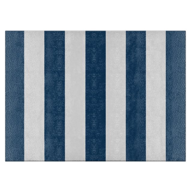 Navy Blue Stripes, White Stripes, Striped Pattern Cutting Board (Front)