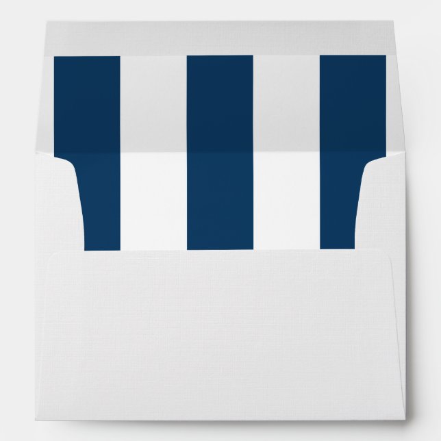 Navy Blue Stripes, White Stripes, Striped Pattern Envelope (Back (Bottom))