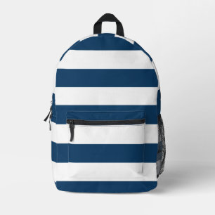 Navy Blue Stripes, White Stripes, Striped Pattern Printed Backpack