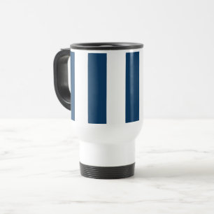 Navy Blue Stripes, White Stripes, Striped Pattern Travel Mug