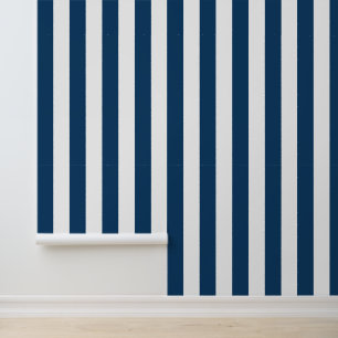 Navy Blue Stripes, White Stripes, Striped Pattern Wallpaper