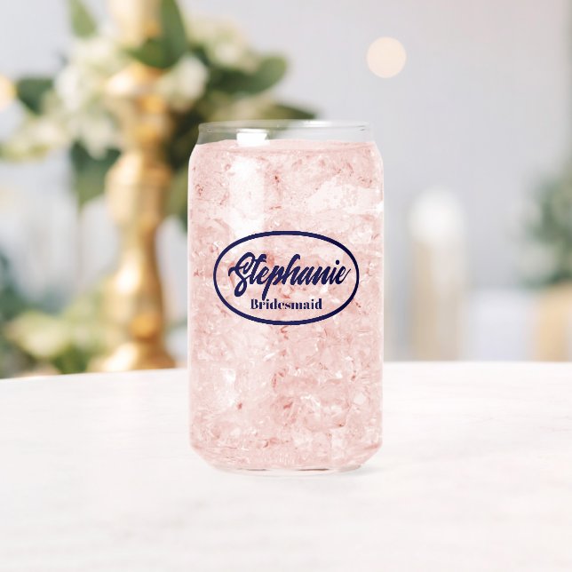 Navy Blue Stylised Name Bridesmaid Glass (Insitu (Wedding))