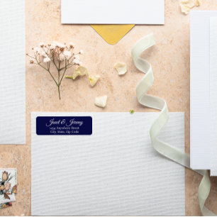 Navy Blue Stylised Name Wedding Address