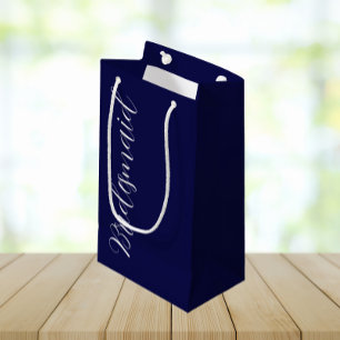 Navy Blue Stylised Script Wedding Bridesmaid Small Gift Bag