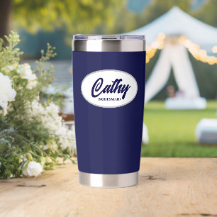 Navy Blue Stylised Wedding Bridesmaid Insulated Tumbler
