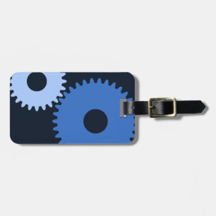 Navy Blue stylish machine cogs Luggage Tag