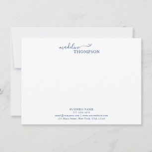 Navy Blue Stylish Script Typography Business Card