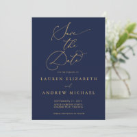 Navy Blue & Sunflower Gold Save the Date