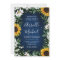 Navy Blue Sunflower Rustic Wedding Invitations