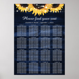 Navy Blue Sunflower Wedding Seating Chart 16