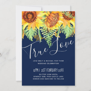 Navy Blue Sunflowers Wedding Modern Budget