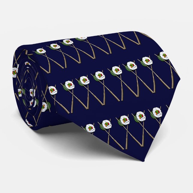 Navy Blue Sushi Tie (Rolled)