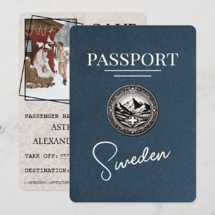 Navy Blue Sweden Passport Save The Date