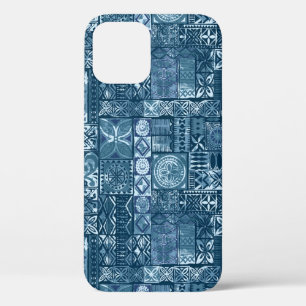 Navy Blue Tapa: Tribal Fabric Abstract iPhone 12 Case