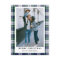 Navy Blue Tartan Plaid Photo Merry Christmas Card 