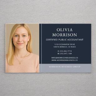 Navy Blue Tax Accountant CPA Photo  Business Card