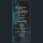 Navy Blue & Teal Watercolor Gold Wedding Program Programme<br><div class="desc">Navy Blue & Teal Watercolor Gold Wedding Program With trendy brush script font! ~ Check my shop to see the entire wedding suite for this design!</div>