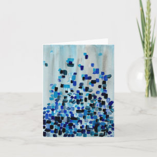 Navy Blue Teal Watercolor Note Thank You Card