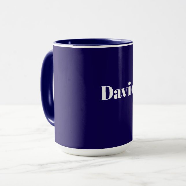 Navy Blue Template, White Text, Customisable, Mug (Front Left)
