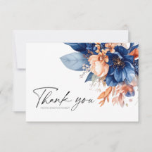 Navy Blue Terracotta Floral Elegant Wedding