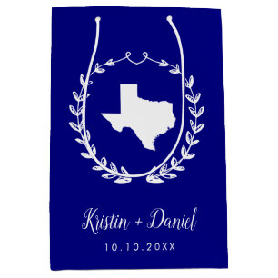 Navy Blue Texas Map Wedding Welcome Swag Medium Gift Bag