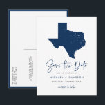 Navy Blue Texas State Map QR Code Save the Date Announcement Postcard<br><div class="desc">Invite your guests to your Texas wedding with this QR Code Save the Date Postcard, showcasing a sleek silhouette of the Lone Star State. Perfect for couples hosting weddings in Texas, whether in vibrant cities like Austin, Dallas, or Houston, or a charming country or ranch setting, this modern design embodies...</div>