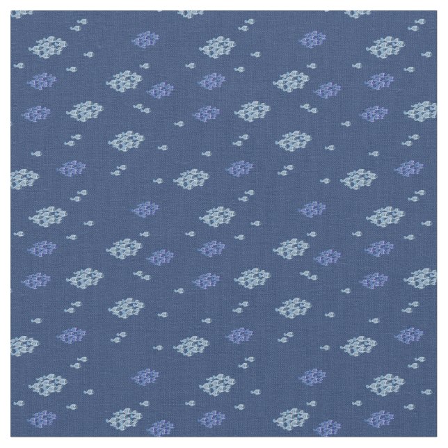 Navy Blue texture with Blue-Fish Fabric (Close Up)