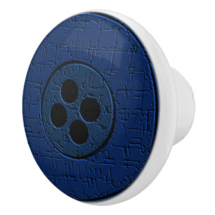 Navy Blue Textured Button Ceramic Knob