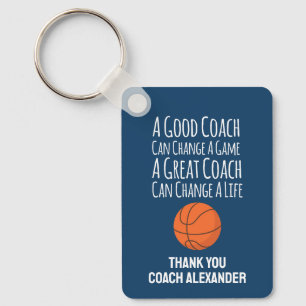 Navy Blue Thank You Basketball Coach Key Ring