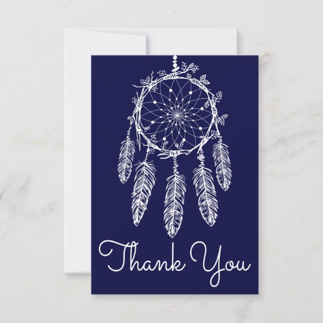 Navy Blue Thank You Dream Catcher Native American (Front)