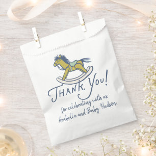 Navy Blue Thank You Rocking Horse Baby Shower Favour Bags