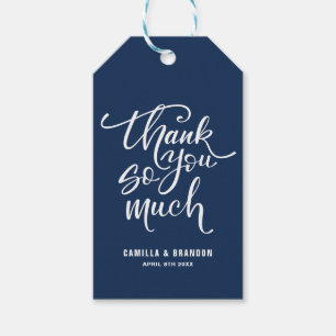 Navy Blue Thank You So Much Lettering Gift Tag