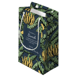 Navy Blue Thanks a Bunch Yellow Bananas Thank You Small Gift Bag