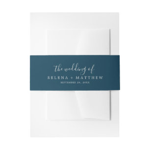 Navy Blue The Wedding Of Invitation Belly Band