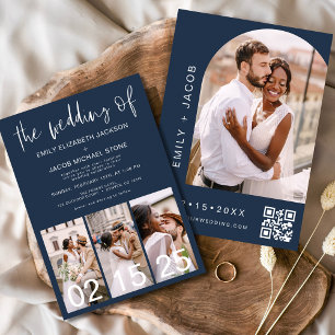 Navy Blue The Wedding of Minimalist QR code Invitation