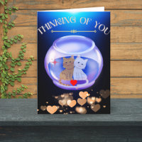 Navy Blue Thinking Of You Love Cat Crystal Modern