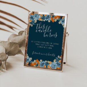 Navy Blue This Candle Burns In Loving Memory Sign