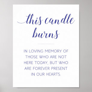 Navy Blue This Candle Burns Memorial Wedding Sign