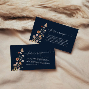 Navy Blue Tiny Wildflower Bridal Shower Recipe  Enclosure Card