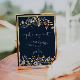 Navy Blue Tiny Wildflower Put A Ring On It Sign