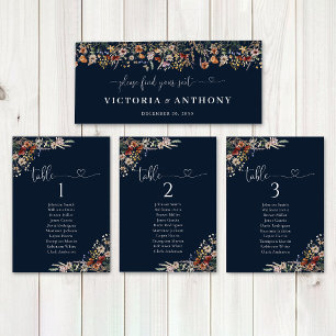 Navy Blue Tiny Wildflower Wedding Head Table Sign