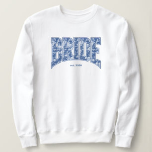 Navy Blue Toile BRIDE Engagement Shower Bach Party Sweatshirt